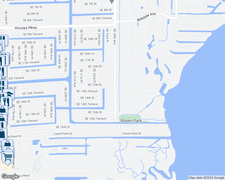 map of restaurants, bars, coffee shops, grocery stores, and more near 1312 Southeast 24th Avenue in Cape Coral