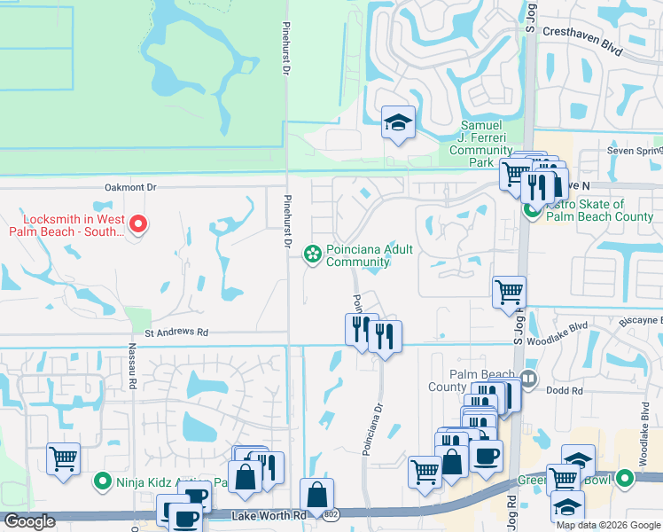 map of restaurants, bars, coffee shops, grocery stores, and more near 6850 10th Avenue North in Lake Worth
