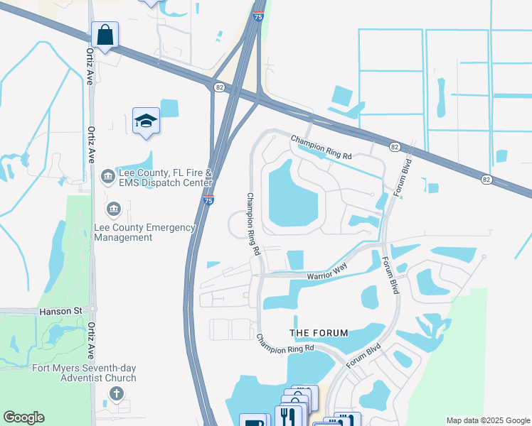 map of restaurants, bars, coffee shops, grocery stores, and more near 2779 Via Piazza Loop in Fort Myers