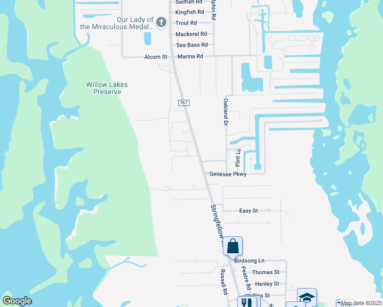 map of restaurants, bars, coffee shops, grocery stores, and more near 11477 Stringfellow Road in Bokeelia