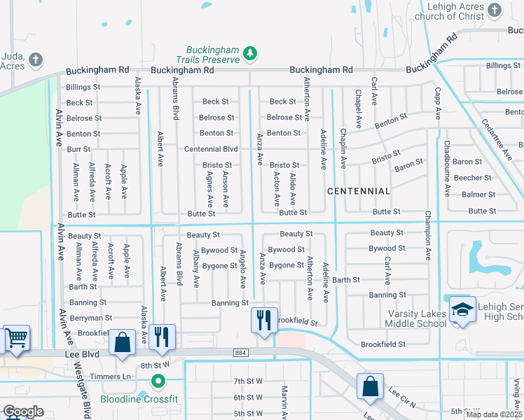 map of restaurants, bars, coffee shops, grocery stores, and more near 1003 Anza Avenue in Lehigh Acres