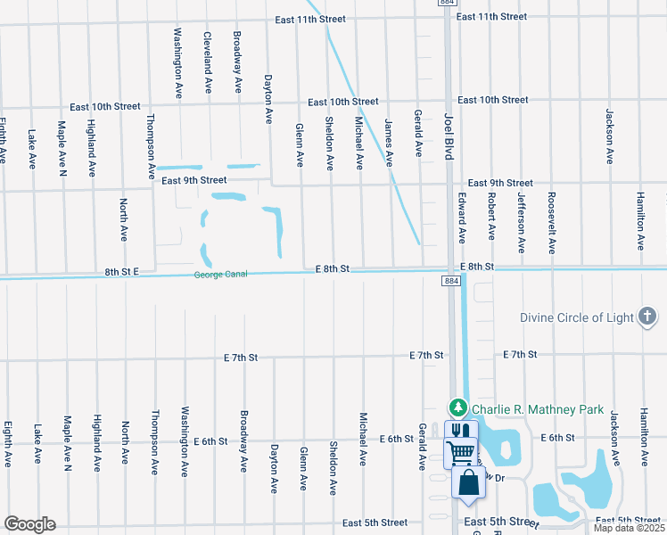 map of restaurants, bars, coffee shops, grocery stores, and more near 801 Sheldon Avenue in Lehigh Acres
