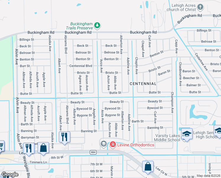 map of restaurants, bars, coffee shops, grocery stores, and more near 1006 Acton Avenue in Lehigh Acres