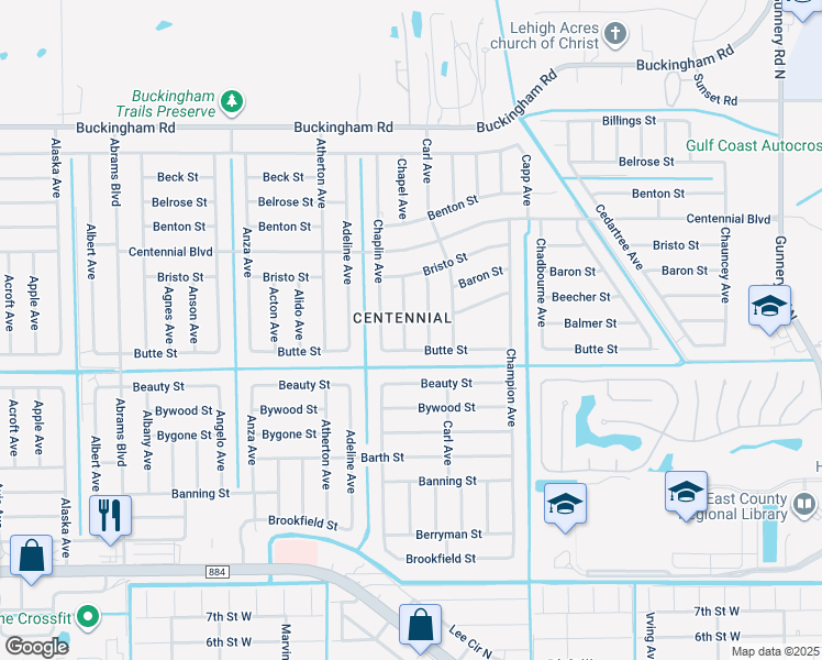 map of restaurants, bars, coffee shops, grocery stores, and more near 1008 Chapel Avenue in Lehigh Acres