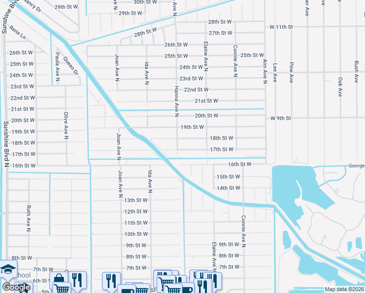 map of restaurants, bars, coffee shops, grocery stores, and more near 2716 17th Street West in Lehigh Acres