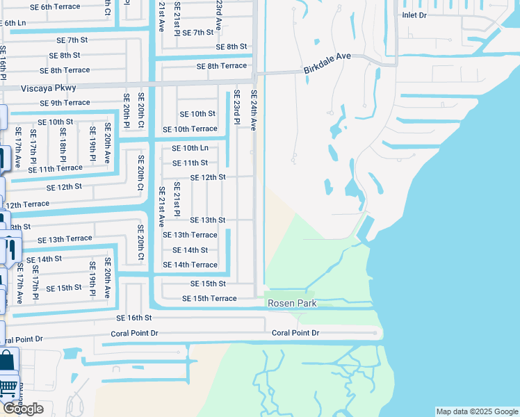 map of restaurants, bars, coffee shops, grocery stores, and more near 1233 Southeast 24th Avenue in Cape Coral