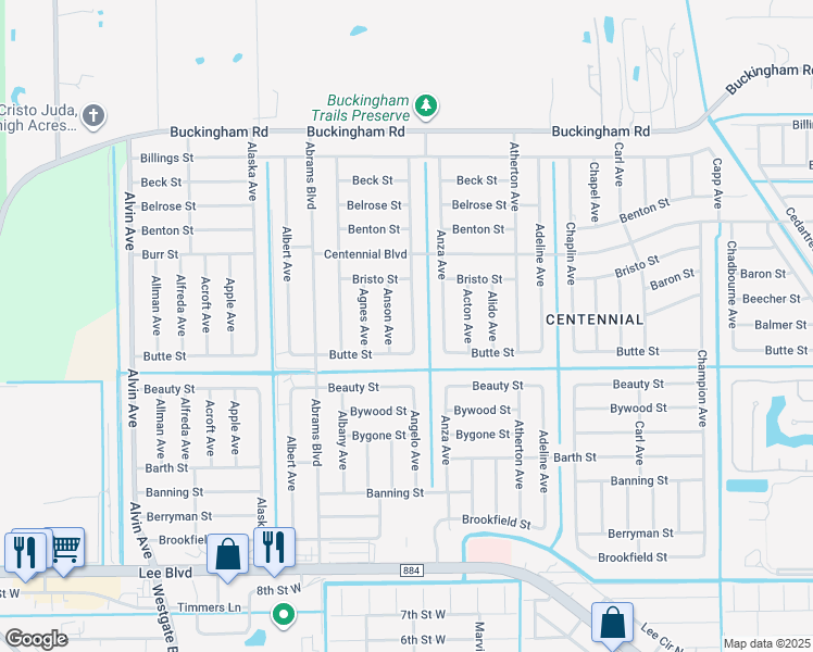 map of restaurants, bars, coffee shops, grocery stores, and more near 1011 Angelo Avenue in Lehigh Acres