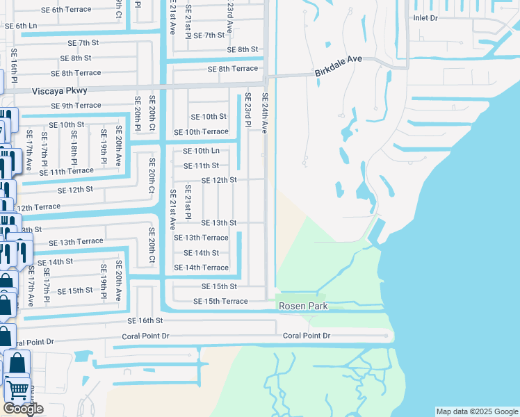 map of restaurants, bars, coffee shops, grocery stores, and more near 1233 Southeast 24th Avenue in Cape Coral
