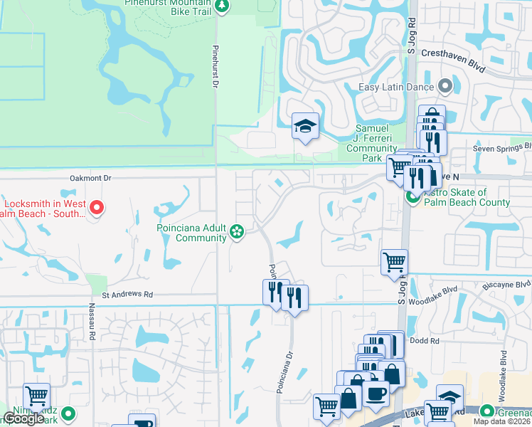map of restaurants, bars, coffee shops, grocery stores, and more near 6768 10th Avenue North in Lake Worth