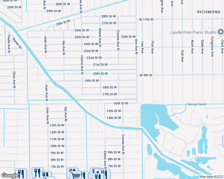 map of restaurants, bars, coffee shops, grocery stores, and more near 2603 18th Street West in Lehigh Acres