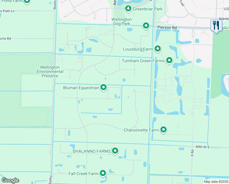 map of restaurants, bars, coffee shops, grocery stores, and more near 15333 Ocean Breeze Lane in Wellington