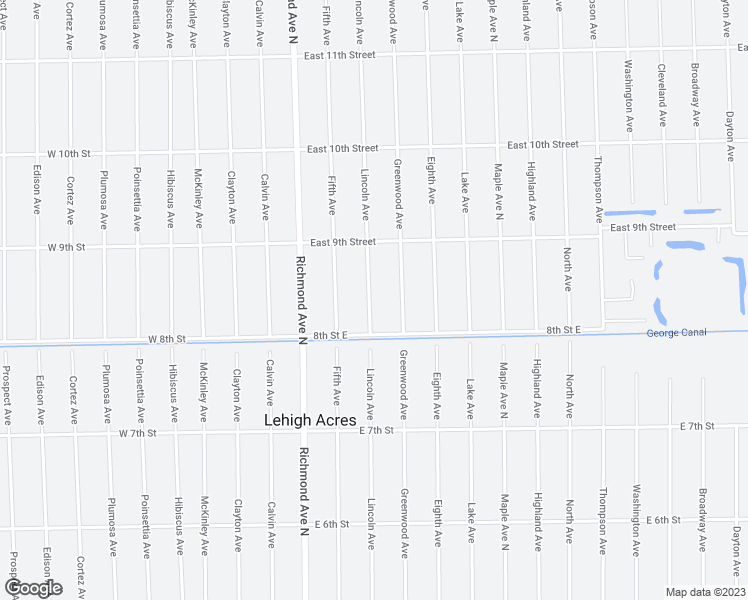 map of restaurants, bars, coffee shops, grocery stores, and more near 808 Lincoln Avenue in Lehigh Acres