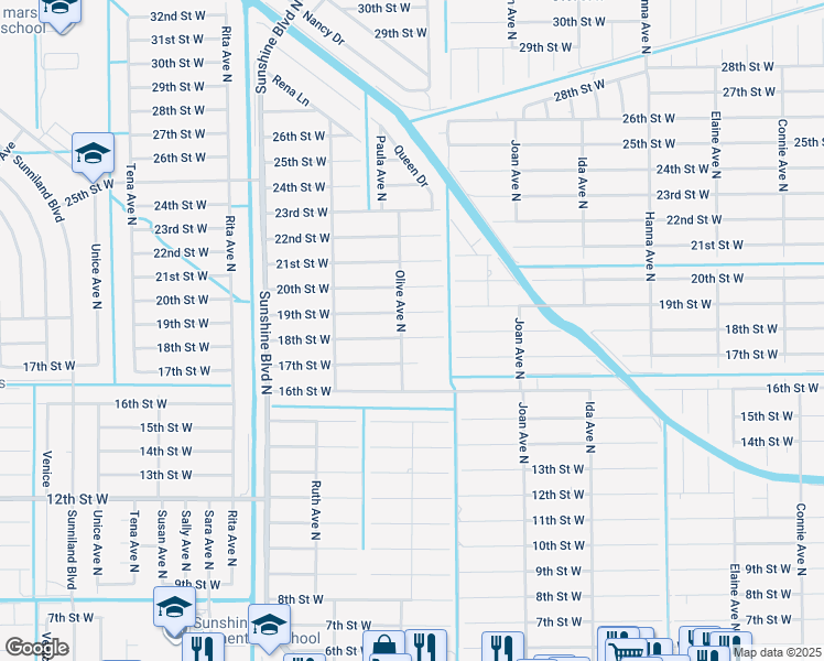 map of restaurants, bars, coffee shops, grocery stores, and more near 3105 18th Street West in Lehigh Acres