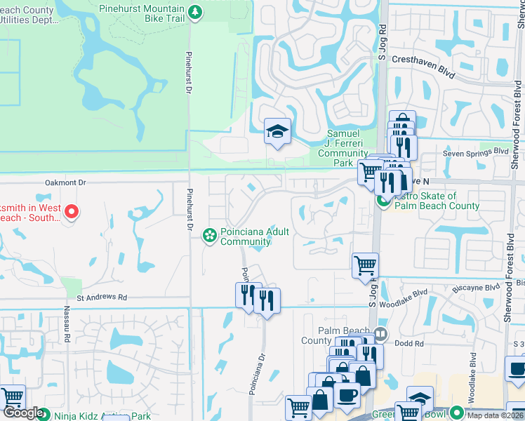 map of restaurants, bars, coffee shops, grocery stores, and more near 10th Avenue North in Lake Worth Beach