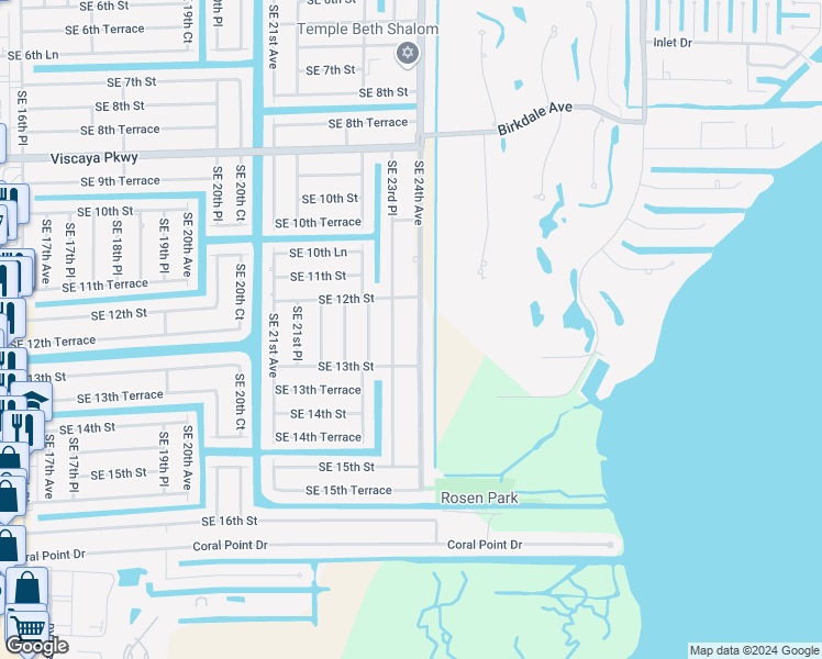 map of restaurants, bars, coffee shops, grocery stores, and more near 1233 Southeast 24th Avenue in Cape Coral