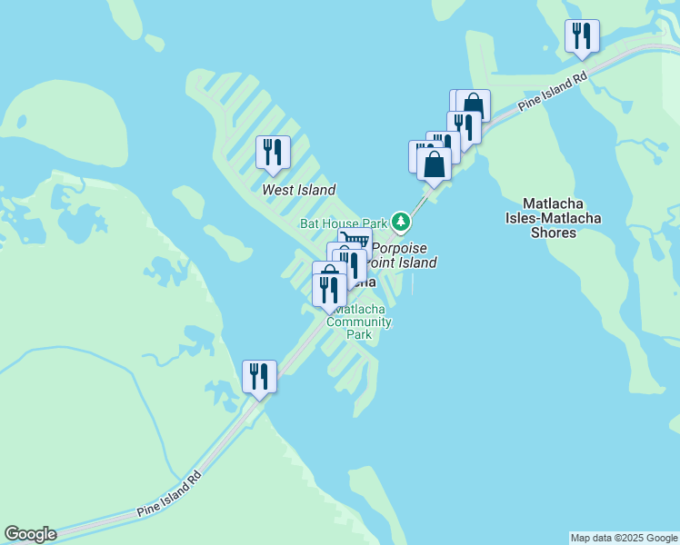 map of restaurants, bars, coffee shops, grocery stores, and more near in Matlacha