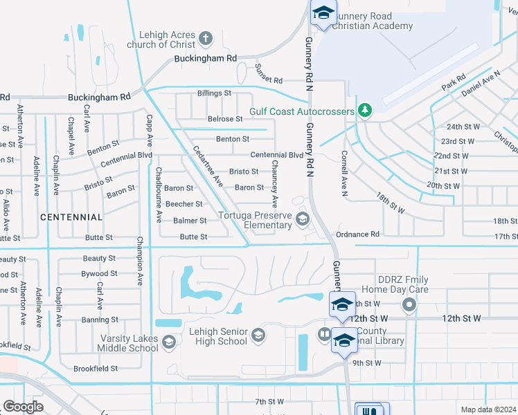 map of restaurants, bars, coffee shops, grocery stores, and more near 5009 Beecher Street in Lehigh Acres