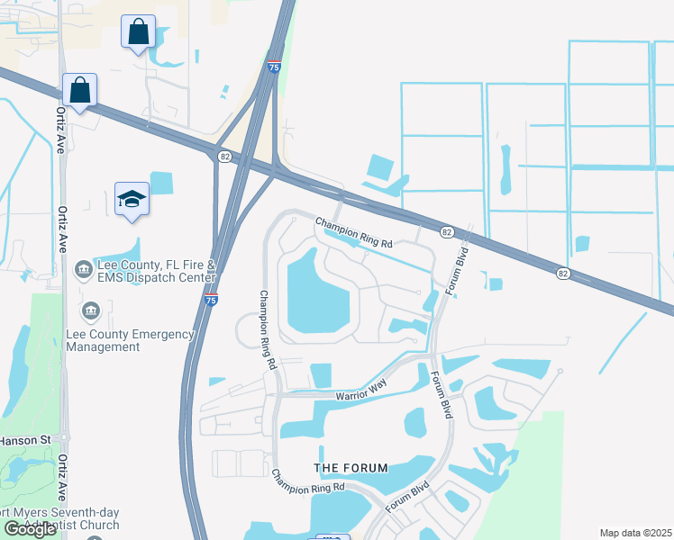map of restaurants, bars, coffee shops, grocery stores, and more near 2878 Via Piazza Loop in Fort Myers