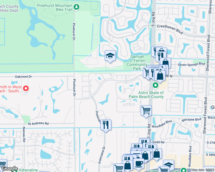 map of restaurants, bars, coffee shops, grocery stores, and more near 6698 10th Avenue North in Lake Worth
