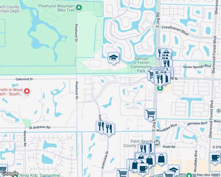 map of restaurants, bars, coffee shops, grocery stores, and more near 6698 10th Avenue North in Lake Worth