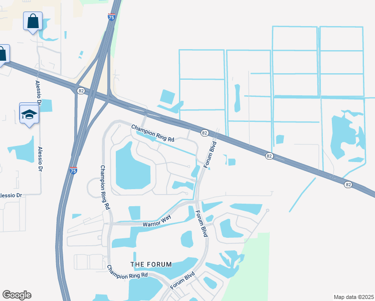 map of restaurants, bars, coffee shops, grocery stores, and more near Champion Ring Road in Fort Myers