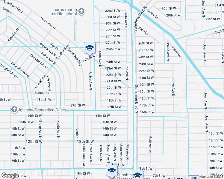 map of restaurants, bars, coffee shops, grocery stores, and more near 3417 20th Street West in Lehigh Acres