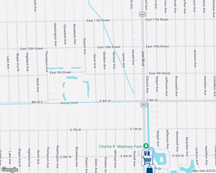map of restaurants, bars, coffee shops, grocery stores, and more near 812 Sheldon Avenue in Lehigh Acres