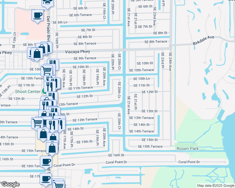 map of restaurants, bars, coffee shops, grocery stores, and more near 1118 Southeast 20th Court in Cape Coral