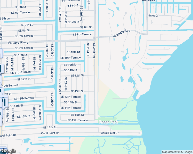 map of restaurants, bars, coffee shops, grocery stores, and more near 1205 Southeast 24th Avenue in Cape Coral