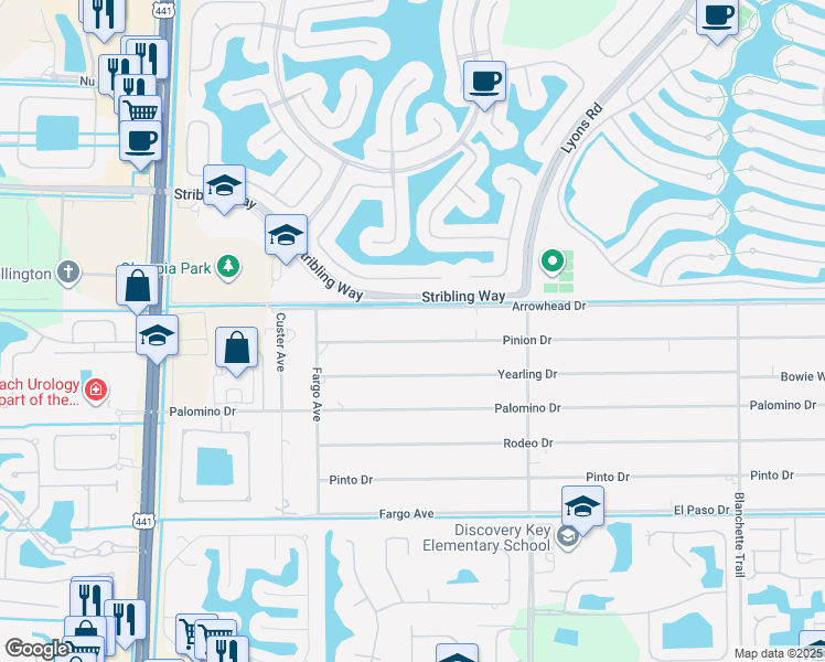 map of restaurants, bars, coffee shops, grocery stores, and more near 9267 Pinion Drive in Lake Worth