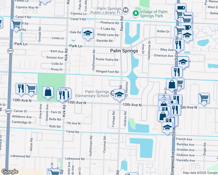 map of restaurants, bars, coffee shops, grocery stores, and more near 325 Masters Road in Palm Springs