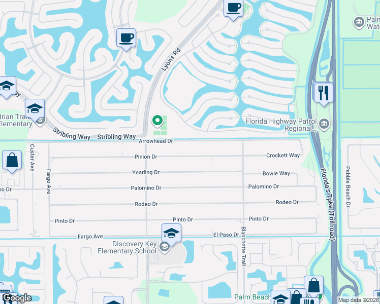 map of restaurants, bars, coffee shops, grocery stores, and more near 8763 Pinion Drive in Lake Worth