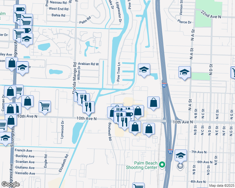 map of restaurants, bars, coffee shops, grocery stores, and more near 1122 Vermilion Drive in Lake Worth