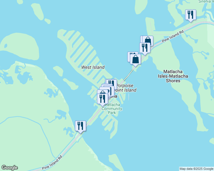 map of restaurants, bars, coffee shops, grocery stores, and more near 2501 Broadwater Street in Matlacha