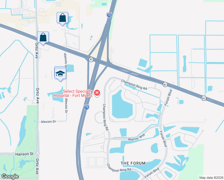 map of restaurants, bars, coffee shops, grocery stores, and more near 2745 Via Piazza Loop in Fort Myers