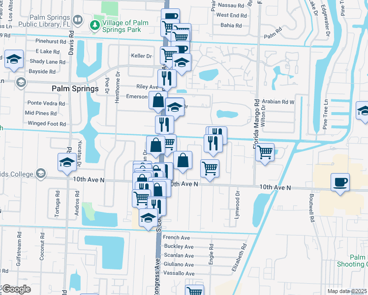 map of restaurants, bars, coffee shops, grocery stores, and more near 1100 Summer Street in Palm Springs
