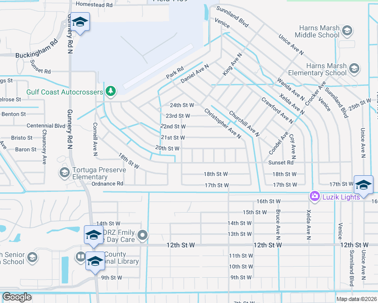 map of restaurants, bars, coffee shops, grocery stores, and more near 1903 Colonial Avenue North in Lehigh Acres