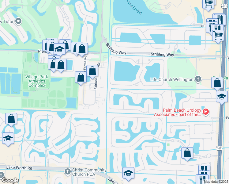 map of restaurants, bars, coffee shops, grocery stores, and more near 10682 Paso Fino Drive in Lake Worth