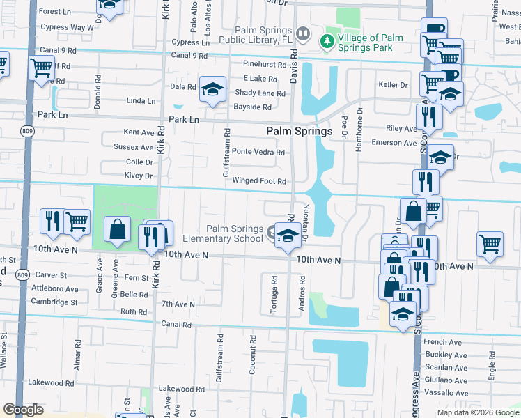 map of restaurants, bars, coffee shops, grocery stores, and more near 325 Masters Road in Palm Springs
