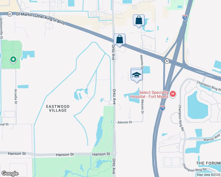 map of restaurants, bars, coffee shops, grocery stores, and more near 4600 Bruce Herd Lane in Fort Myers