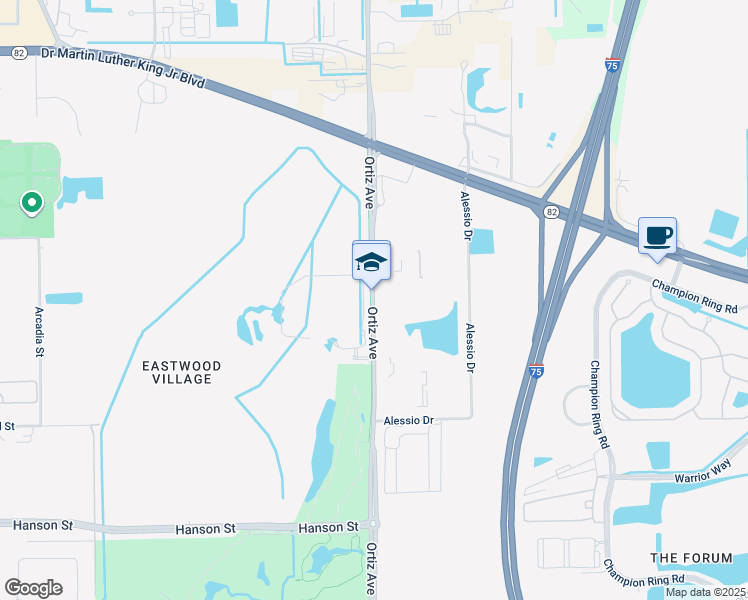 map of restaurants, bars, coffee shops, grocery stores, and more near 2515 Ortiz Avenue in Fort Myers