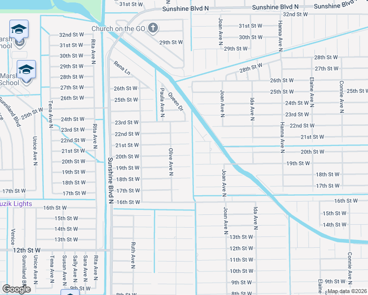 map of restaurants, bars, coffee shops, grocery stores, and more near 3105 21st Street West in Lehigh Acres