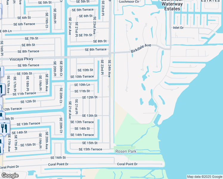 map of restaurants, bars, coffee shops, grocery stores, and more near 1029 Southeast 24th Avenue in Cape Coral
