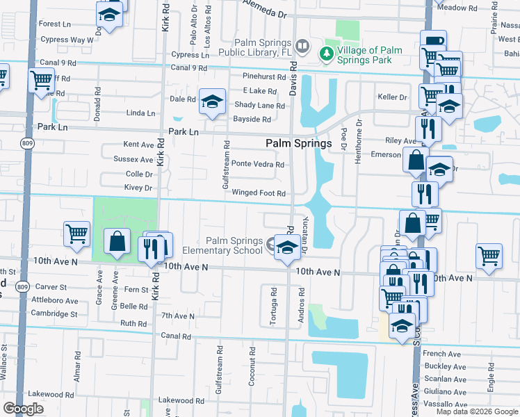 map of restaurants, bars, coffee shops, grocery stores, and more near 328 Riverdale Road in Palm Springs