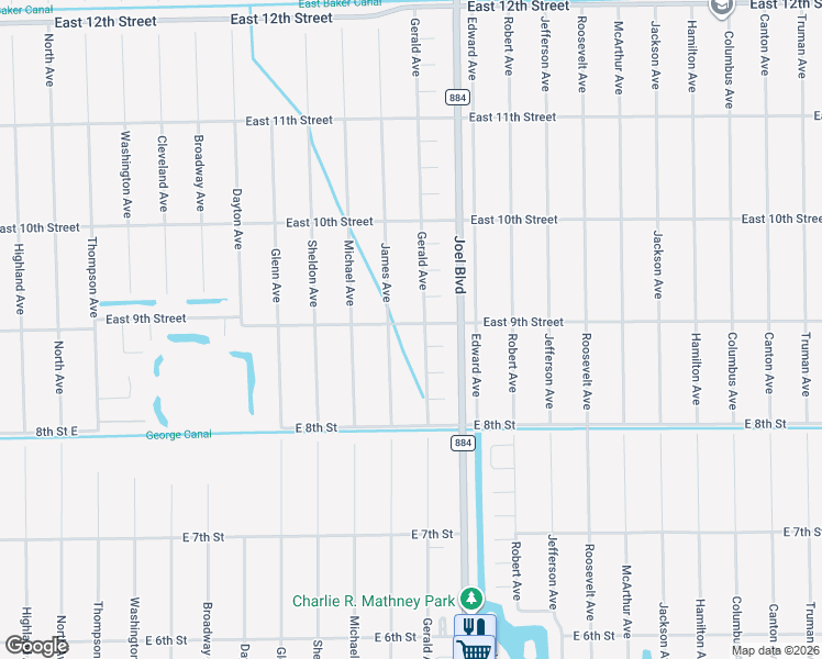 map of restaurants, bars, coffee shops, grocery stores, and more near 2104 East 9th Street in Lehigh Acres