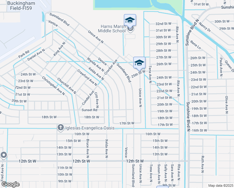 map of restaurants, bars, coffee shops, grocery stores, and more near 1913 Wanda Avenue North in Lehigh Acres