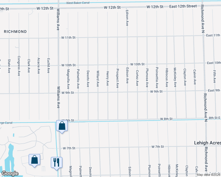 map of restaurants, bars, coffee shops, grocery stores, and more near 902 Henry Avenue in Lehigh Acres