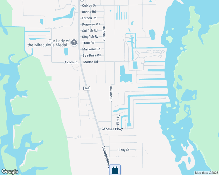 map of restaurants, bars, coffee shops, grocery stores, and more near 11749 Oakland Drive in Bokeelia