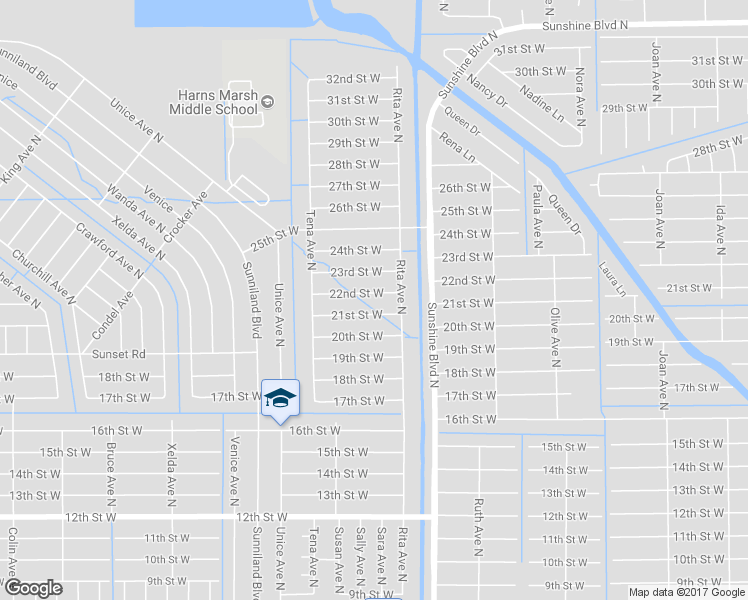 map of restaurants, bars, coffee shops, grocery stores, and more near 3407 22nd Street West in Lehigh Acres