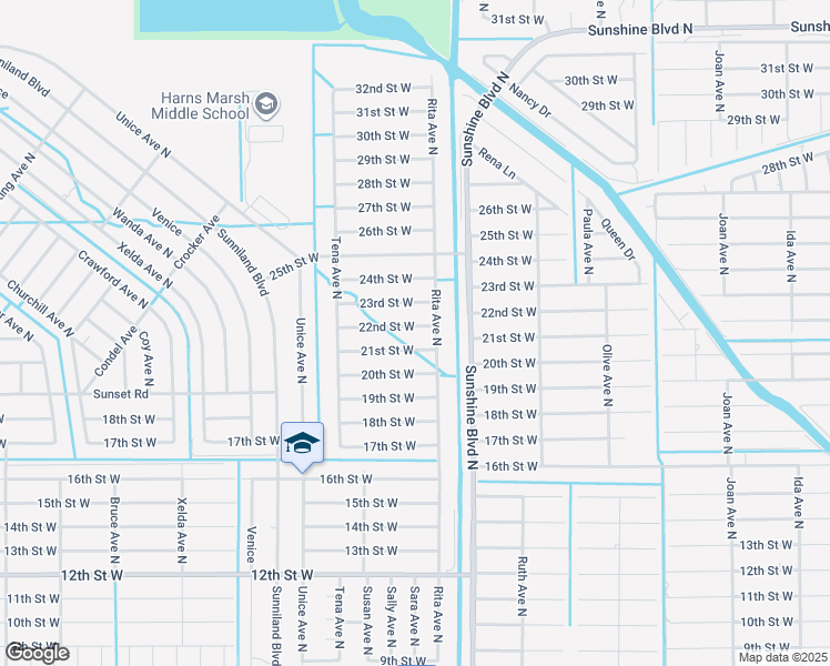map of restaurants, bars, coffee shops, grocery stores, and more near 3407 22nd Street West in Lehigh Acres